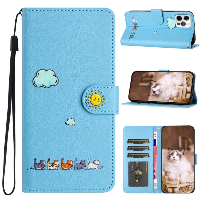 Cartoon Painted Flip Phone Case with Card Slot